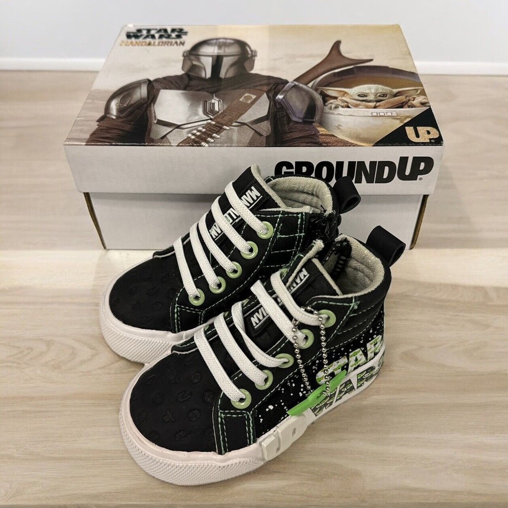 Ground Up The Mandalorian Baby Yoda High Top Sneaker Shoes Baby Siz 5 Pre-Walker